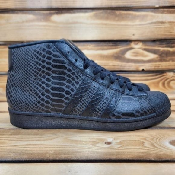 Adidas Casual Basketball Shoes for Men Pro Model Snakeskin Triple Black - Picture 1 of 9